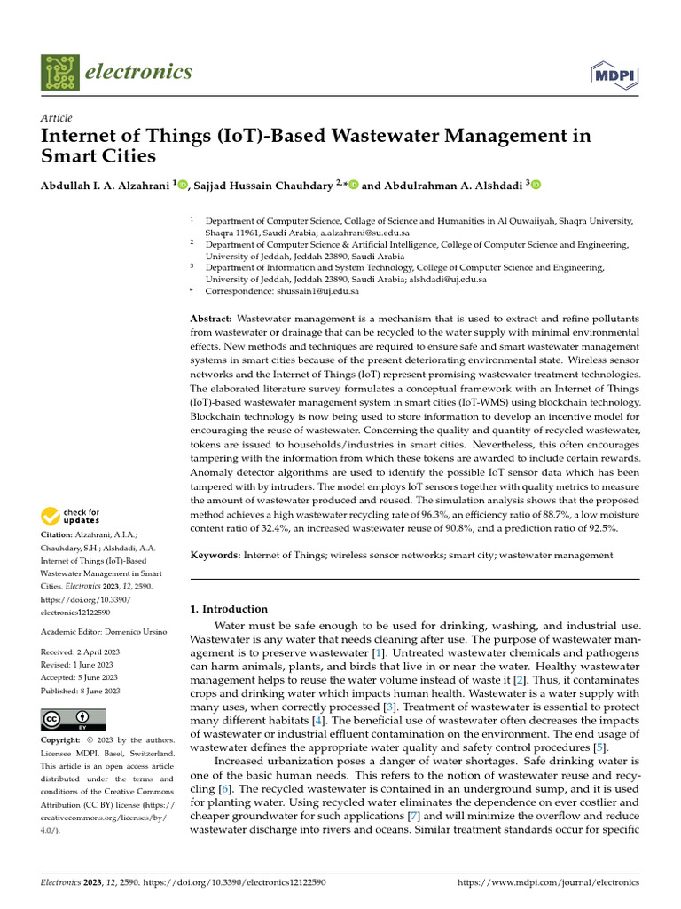 IoT Wastewater Management in Smart Cities | PDF | Internet Of Things ...