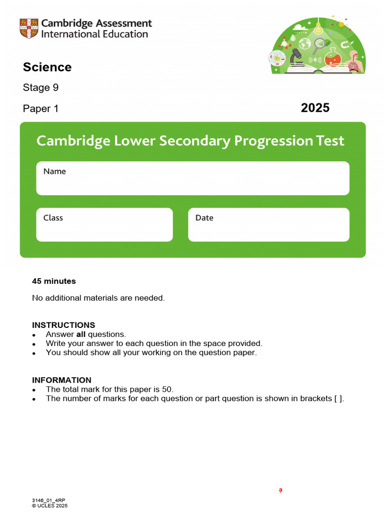Science Progression Test Stage 9 2025 | PDF | Plate Tectonics ...