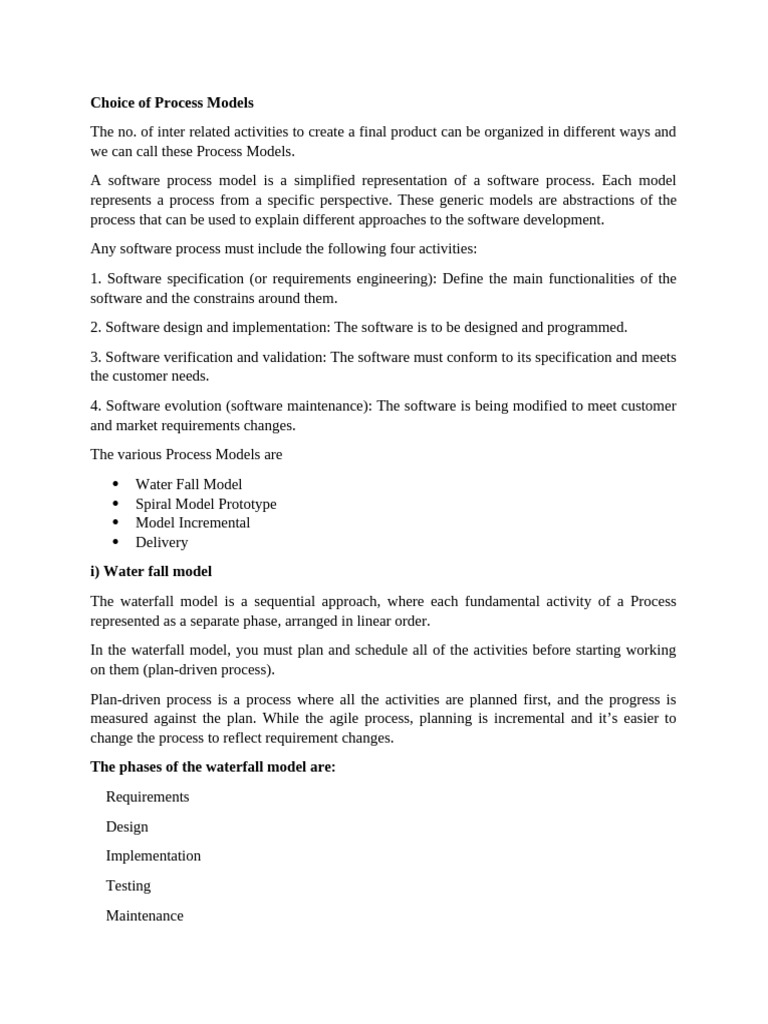 Overview of Software Process Models | PDF | Software Development ...