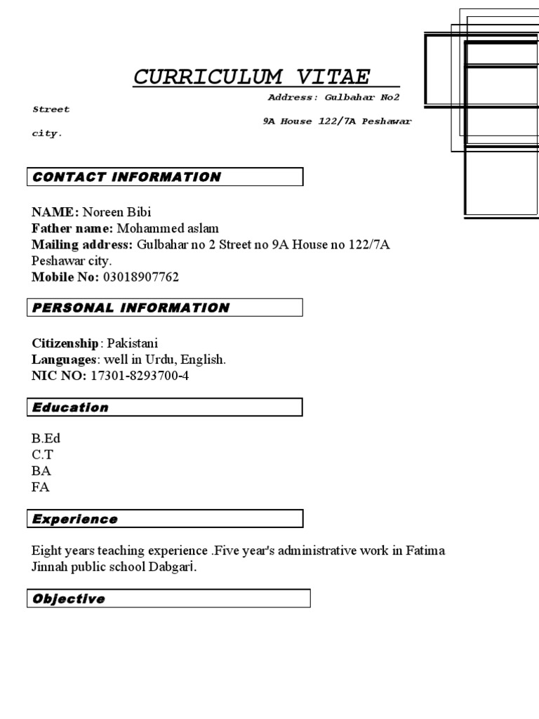 Noreen Bibi's Professional CV | PDF
