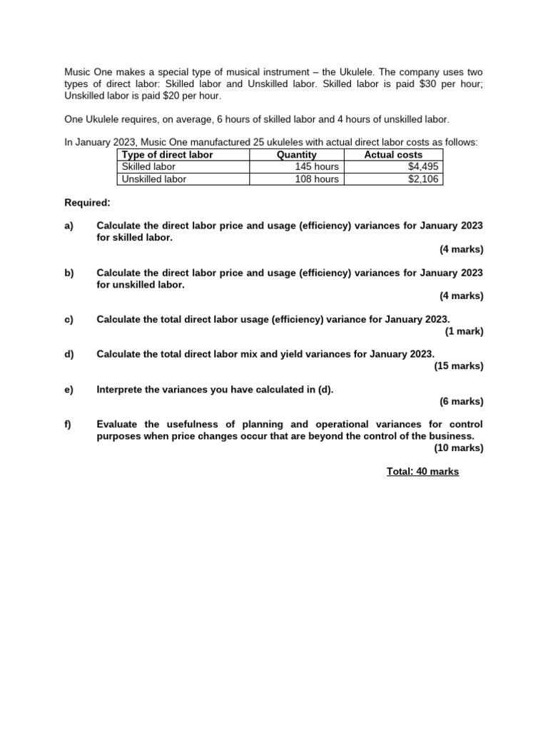 Variance Analysis - Exam Review Question | PDF