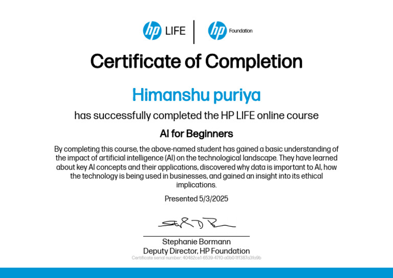 HP Certificate | PDF