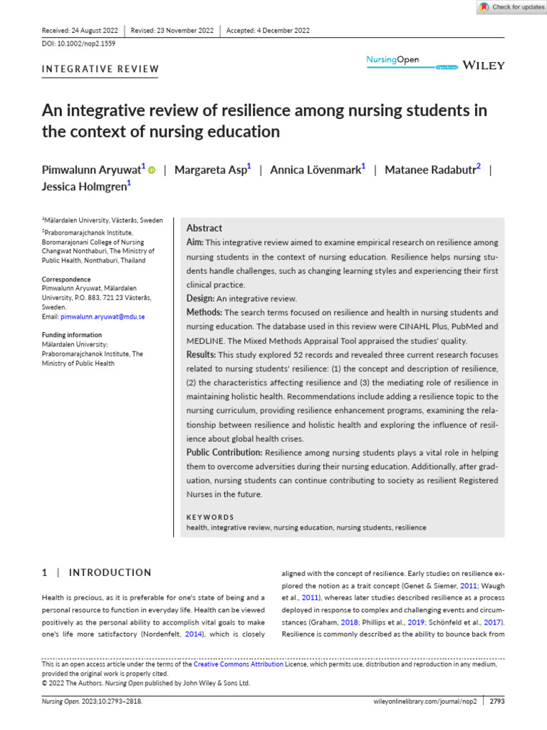 Resilience in Nursing Education: An Review | PDF | Psychological ...