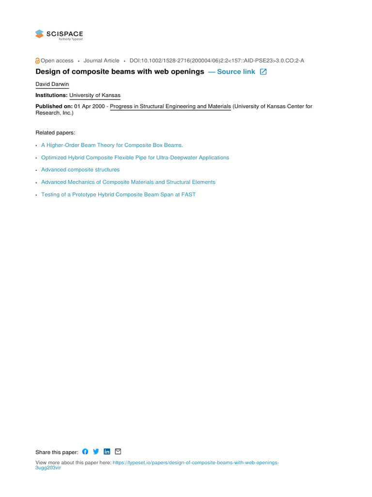 Design of Composite Beams With Web o | PDF | Bending | Strength Of ...