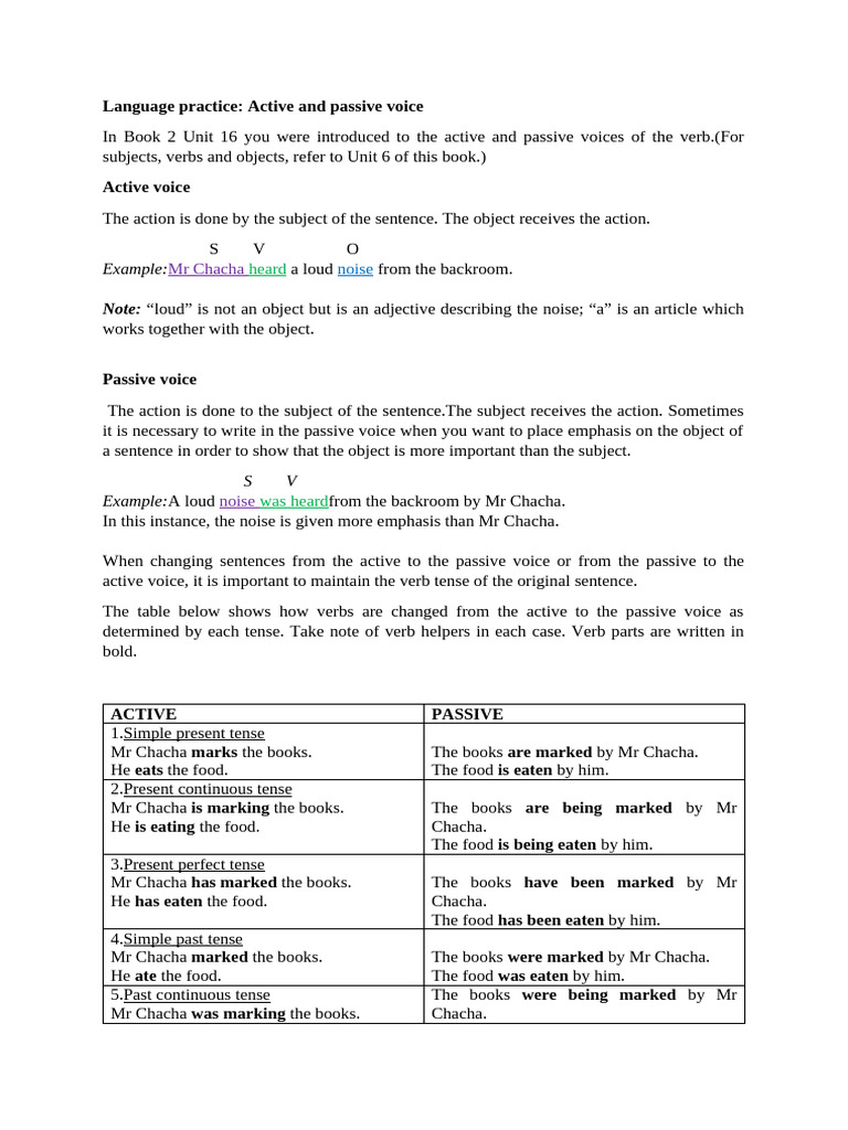 Active and Passive Voice Guide | PDF | Subject (Grammar) | Verb