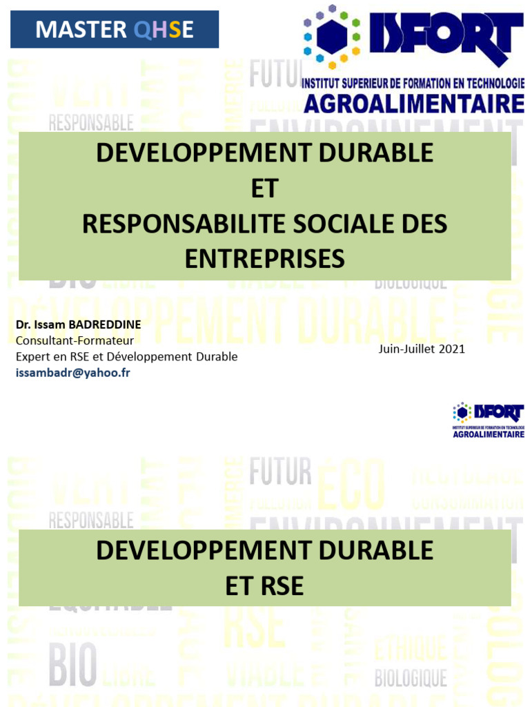 RSE et Développement Durable en Master | PDF | Responsabilité sociétale ...