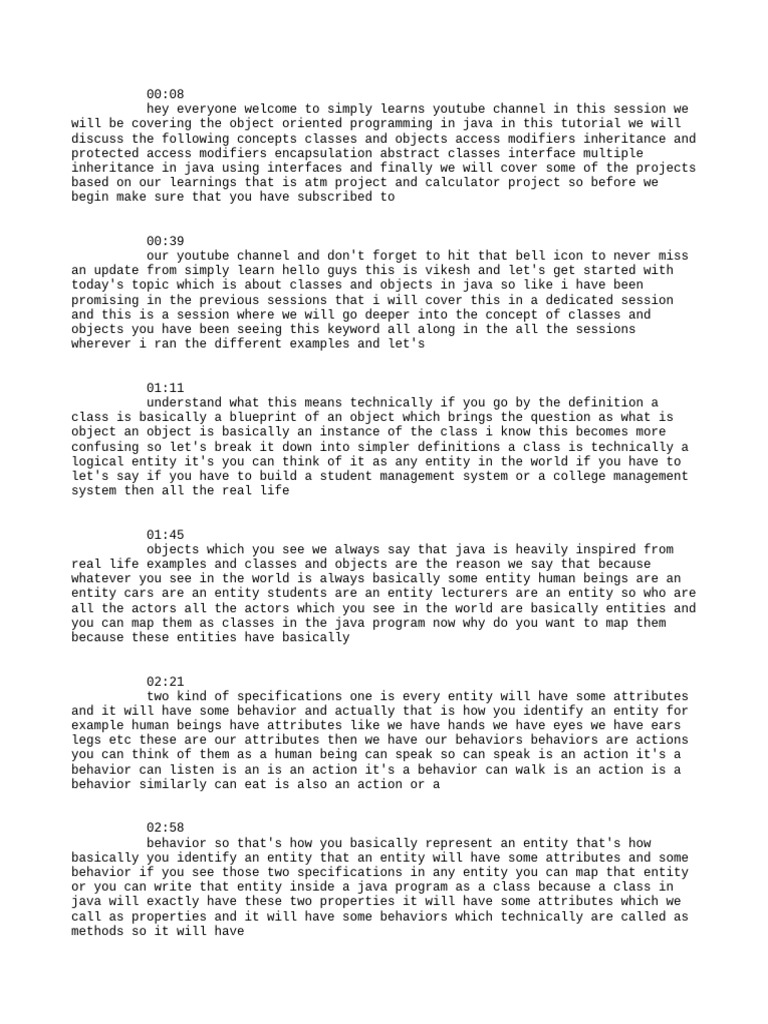 Notegpt Java Oops Concepts In 120 Minutes Object Oriented