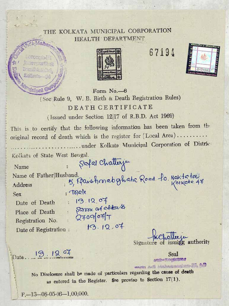 Death Certificate PDF SAMPLE | PDF