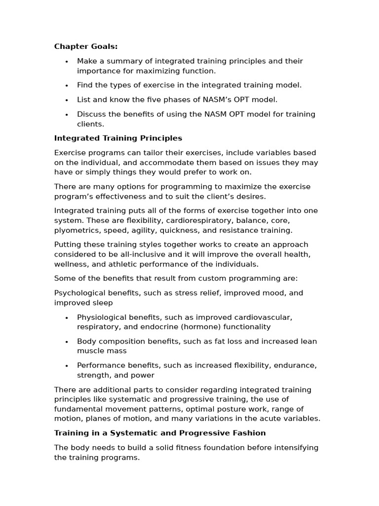 Chapter 13 Integrated Training and The OPT Model | PDF | Strength ...