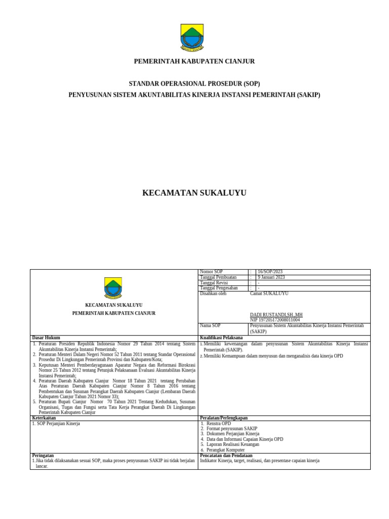 Sop Penyusunan Sakip Pdf