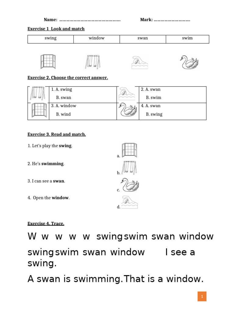 Unit 16 - Grade 1 - W Sound | PDF