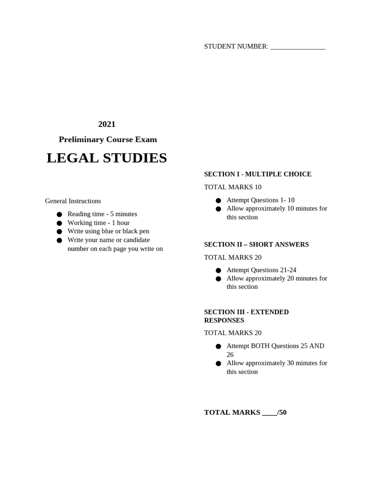 2021 Preliminary Legal Studies Exam | PDF | Justice | Crime & Violence