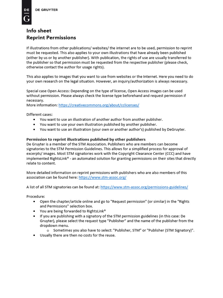 Reprint Permissions for STM Publishers | PDF