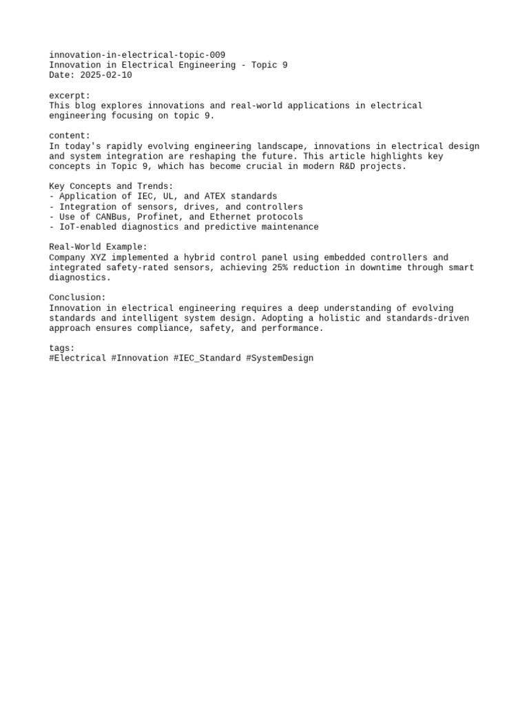 Innovations in Electrical Engineering 009 | PDF