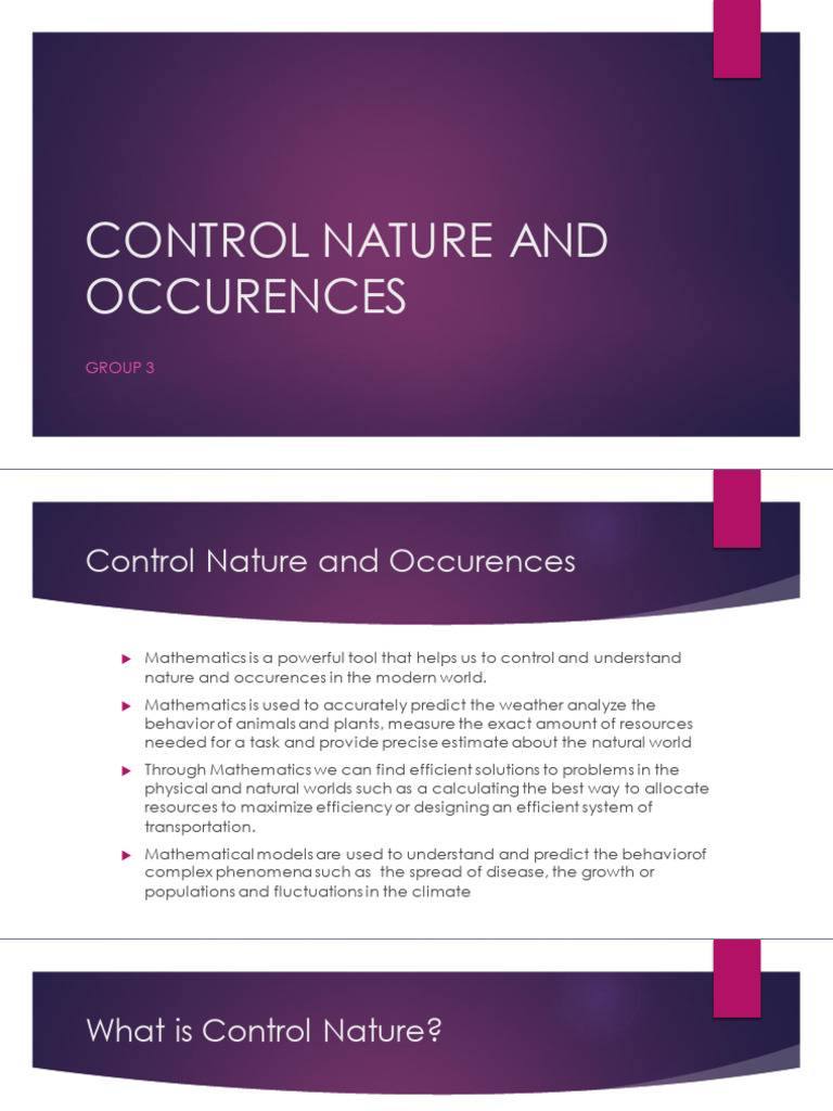 Controlling Nature and Its Occurrences | PDF | Nature | Agriculture