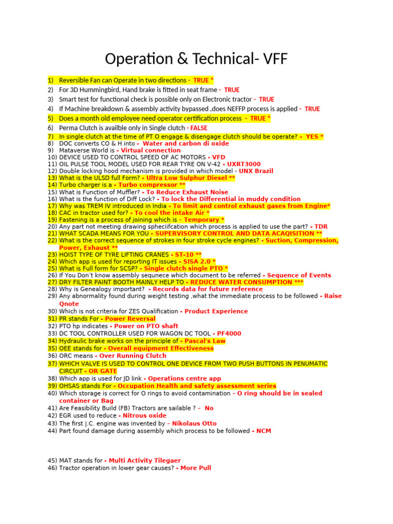 VFF Exam Questions Overview | PDF | Internal Combustion Engine | Engines