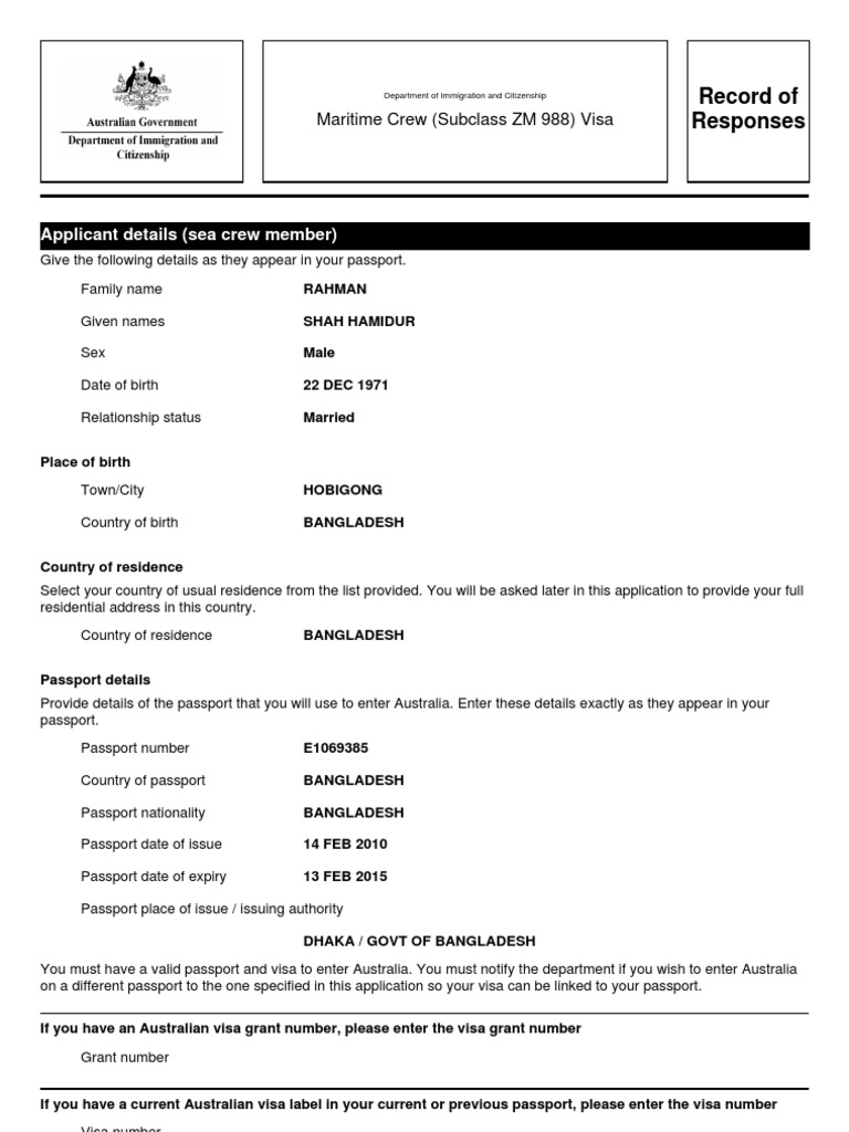 Australian Maritime Visa Travel Visa Passport