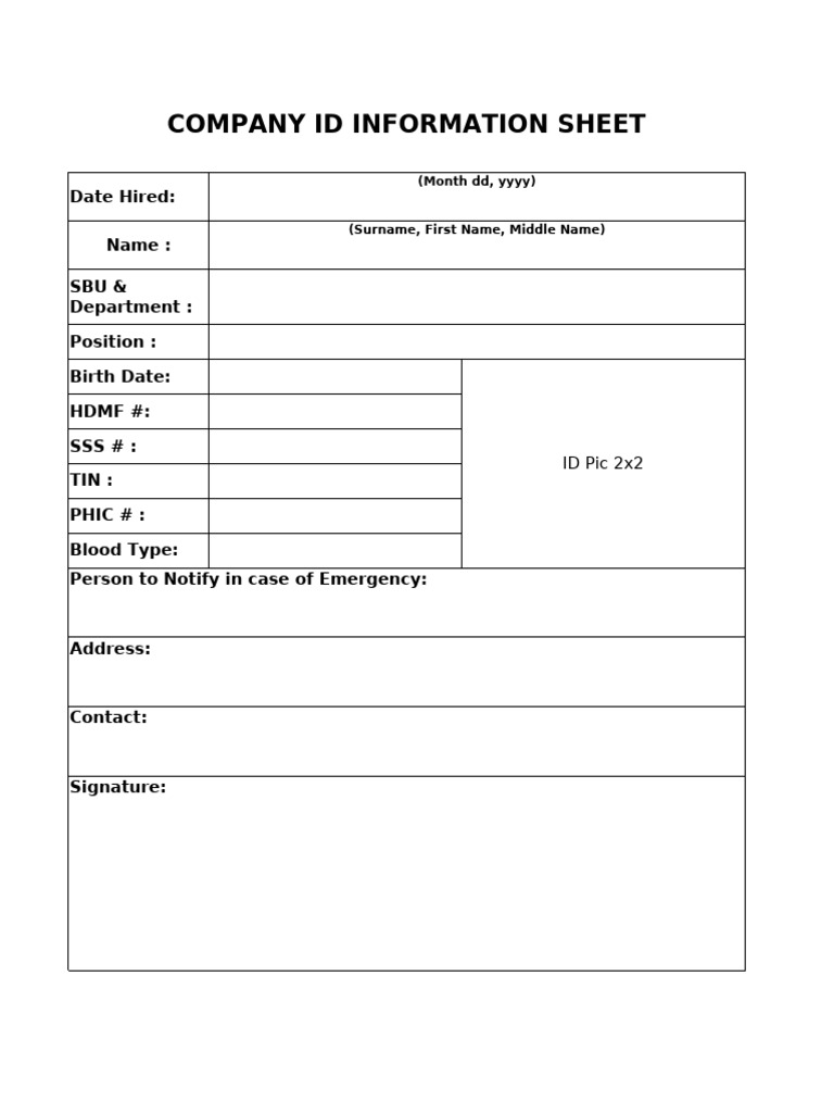 Company ID Form | PDF