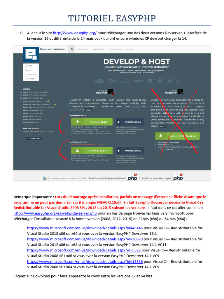 Tutoriel EasyPHP Devserver 16 et 14 | PDF | Logiciel | Informatique