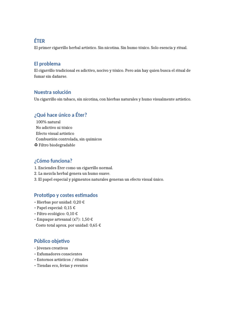 Heets Suaves: Éter, el Cigarrillo Herbal | PDF