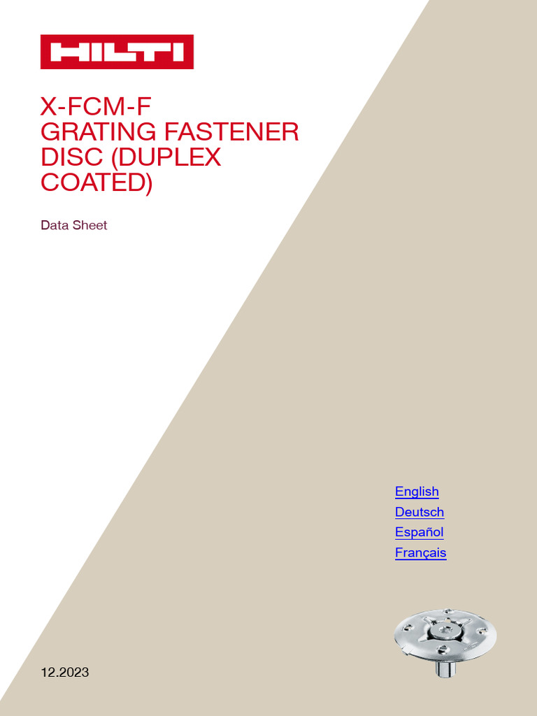 X-FCM-F Grating Fastener Data Sheet | PDF | Materials | Mechanical ...