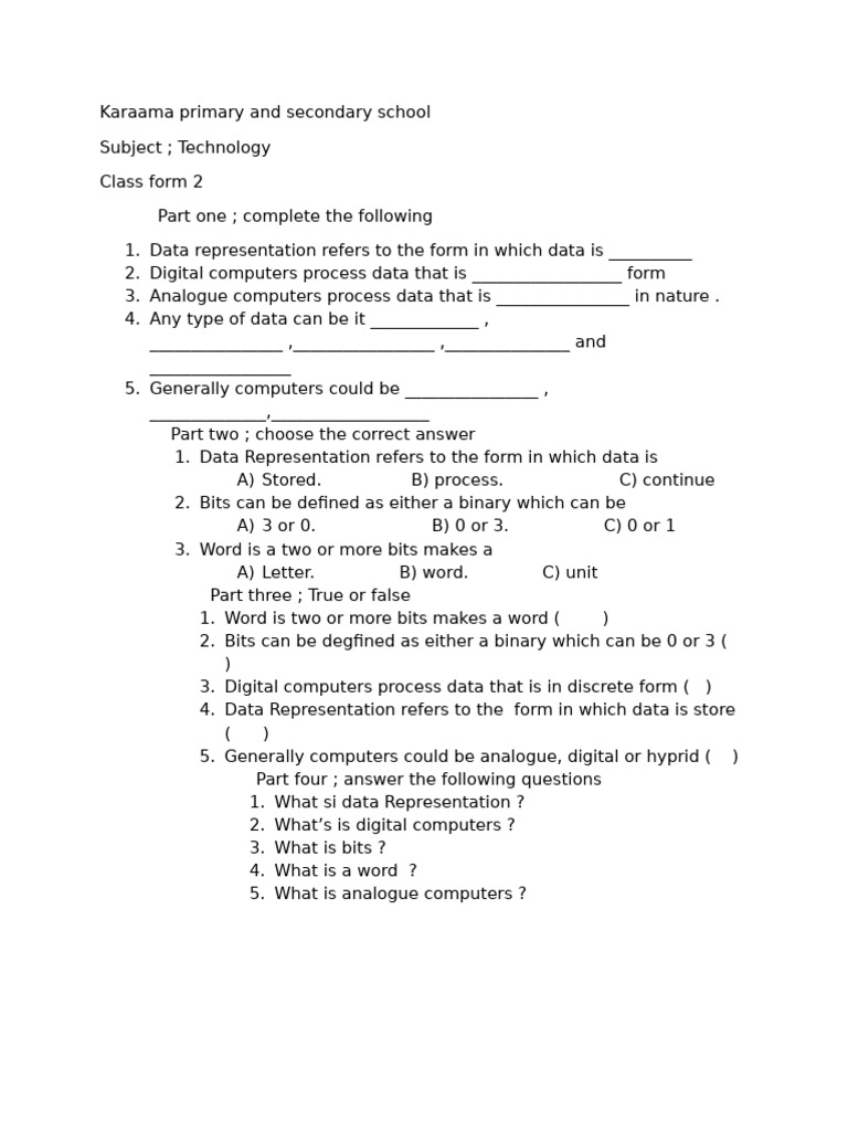 Technology Form 2 | PDF