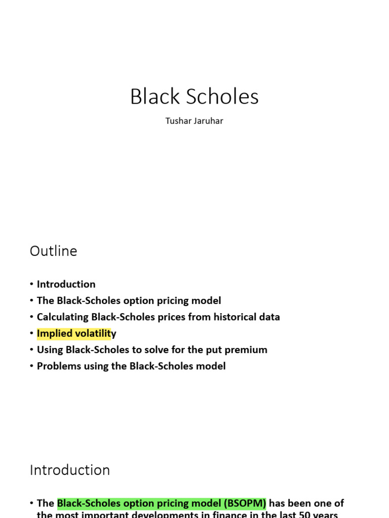 Understanding the Black-Scholes Model | PDF | Option (Finance) | Black ...
