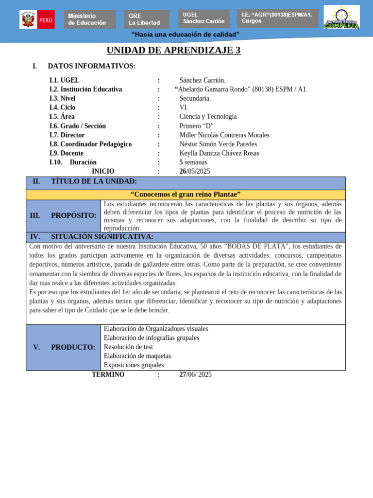 Unidad de Aprendizaje 03 Cyt | PDF | Aprendizaje | Organismos