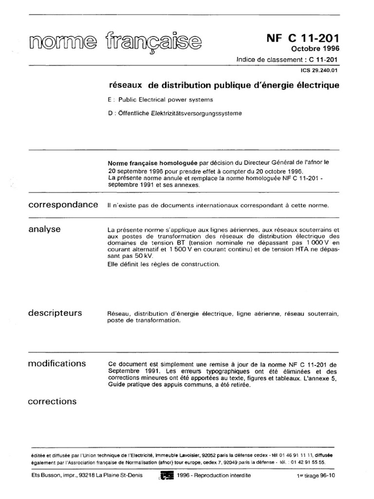 Normes NFC 11-201 | PDF