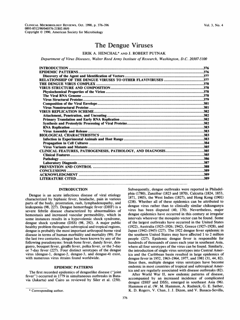 Overview of Dengue Viruses and Disease | PDF | Virus | Proteolysis