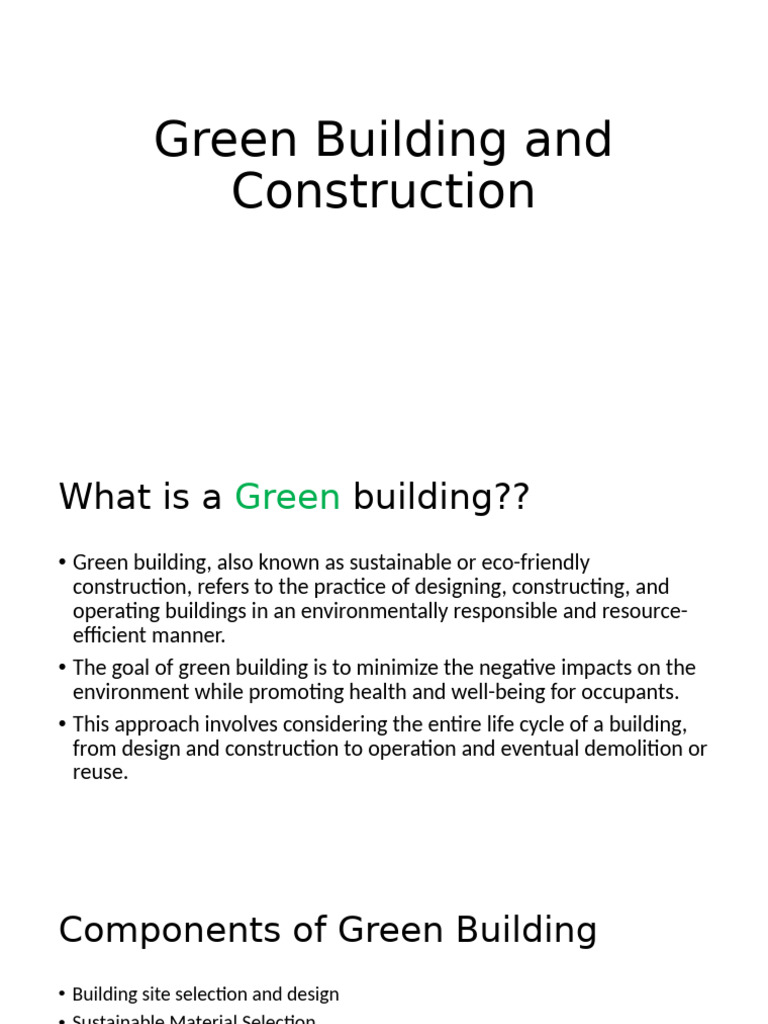 Green Building: Sustainable Construction Guide | PDF