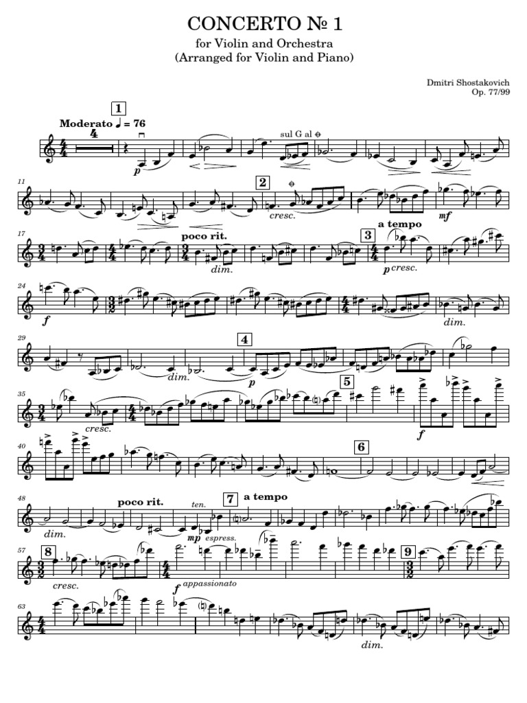 Shostakovich Violin Concerto Arrangement PDF Concerto Musical