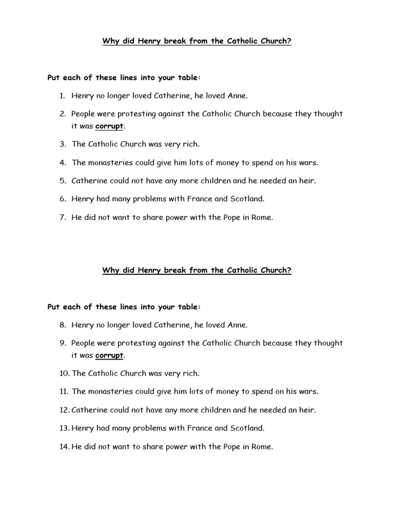 Henry's Break from the Catholic Church | PDF