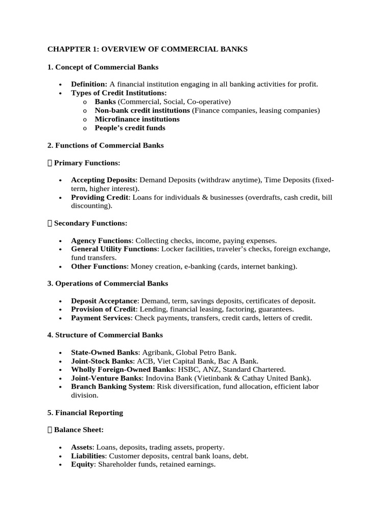 Overview of Commercial Banks Functions | PDF | Financial Risk | Banks