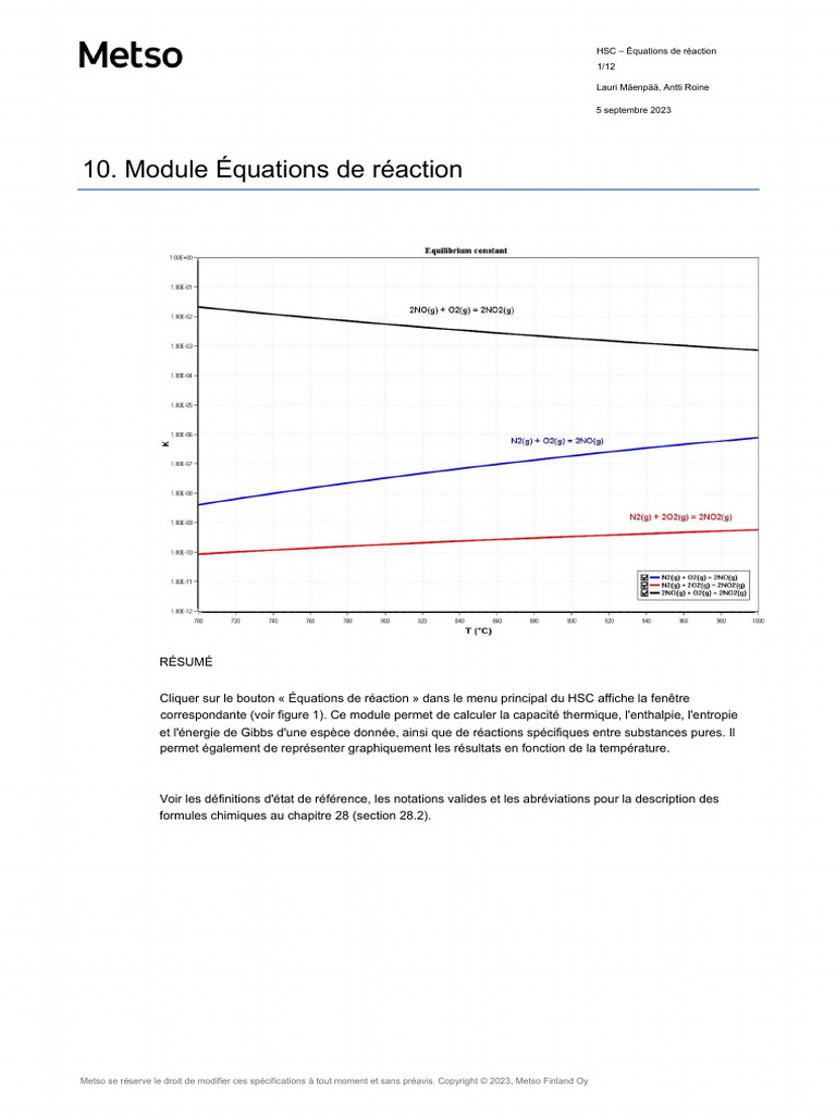 Équations de réaction en chimie HSC | PDF | Équilibre chimique ...