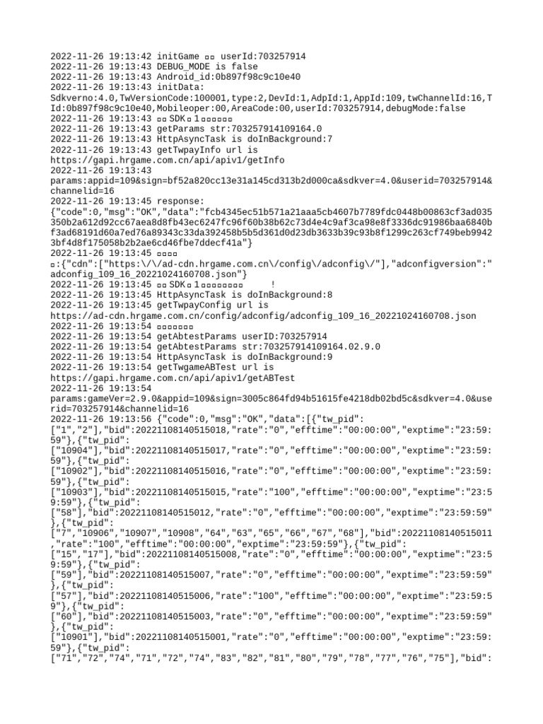 Game Initialization Log for User 703257914 | PDF | Computer File Formats