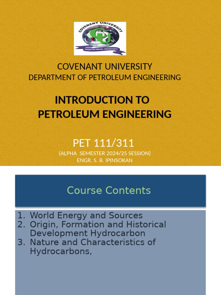 Introduction to Petroleum Engineering | PDF | Natural Gas | Petroleum