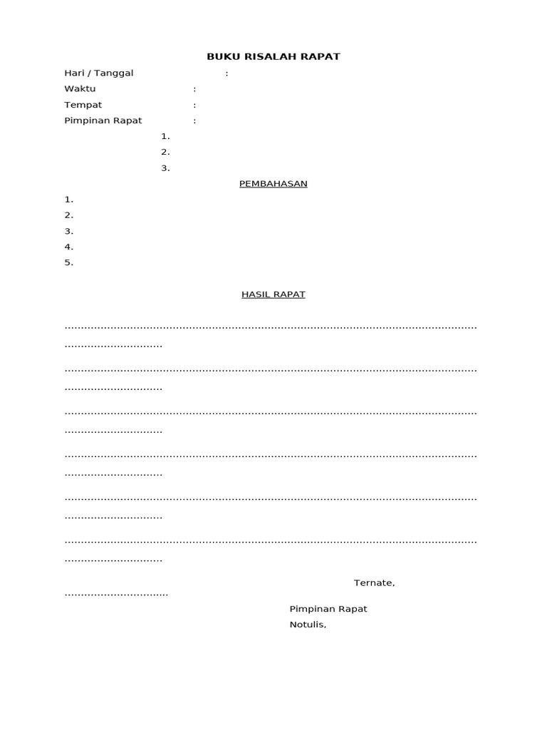 Buku Risalah Rapat | PDF