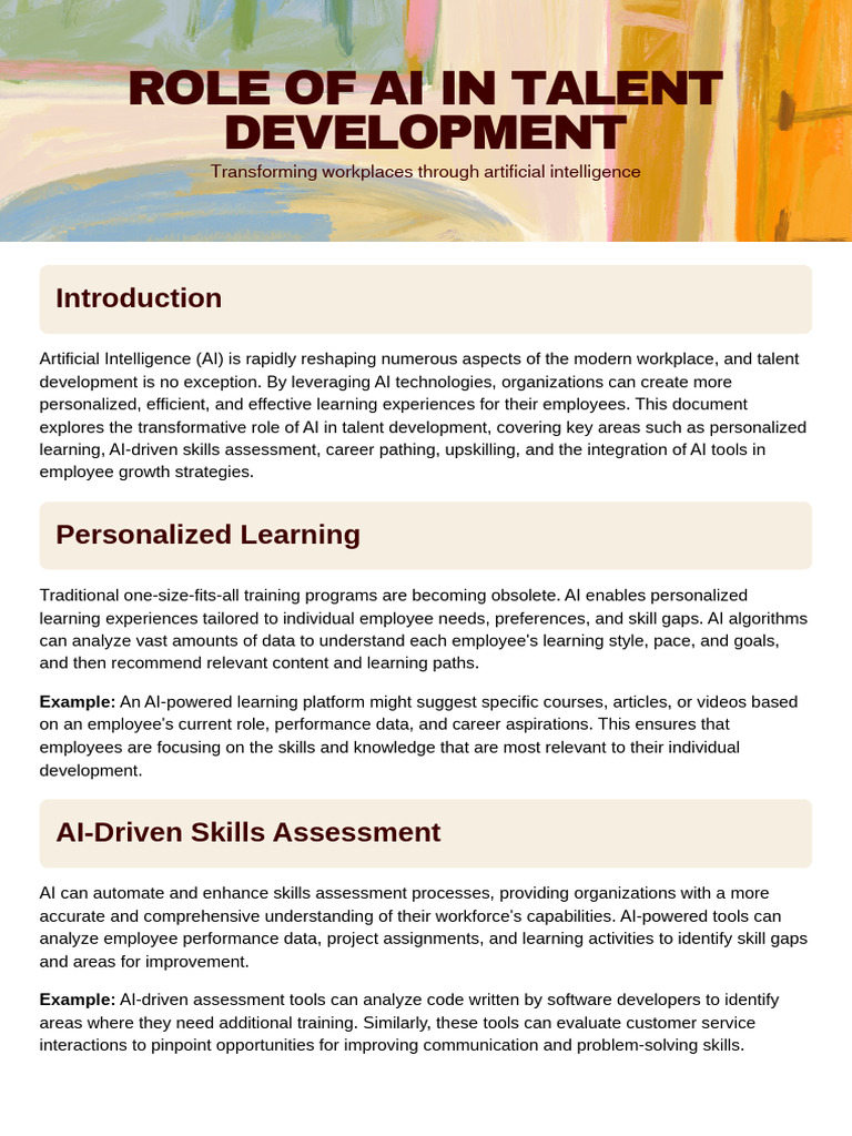 Role of AI in Talent Development - 20250526 - 172304 - 0000 | PDF ...