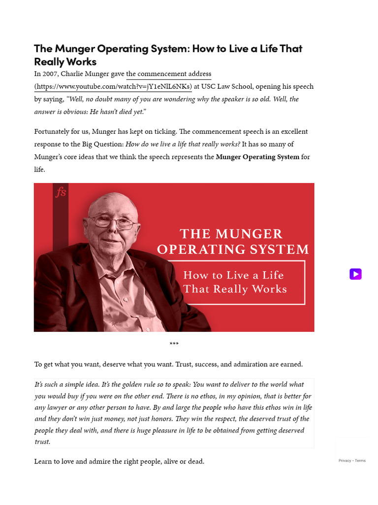 Munger's Guide to a Fulfilling Life | PDF
