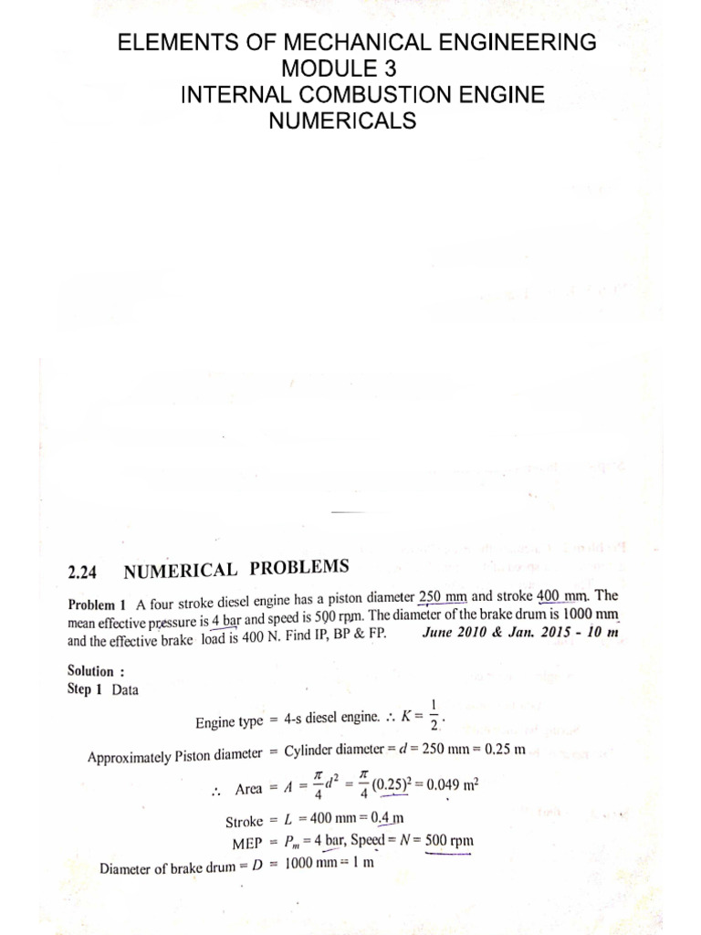 EME Module 3 IC ENGINES Numericals | PDF