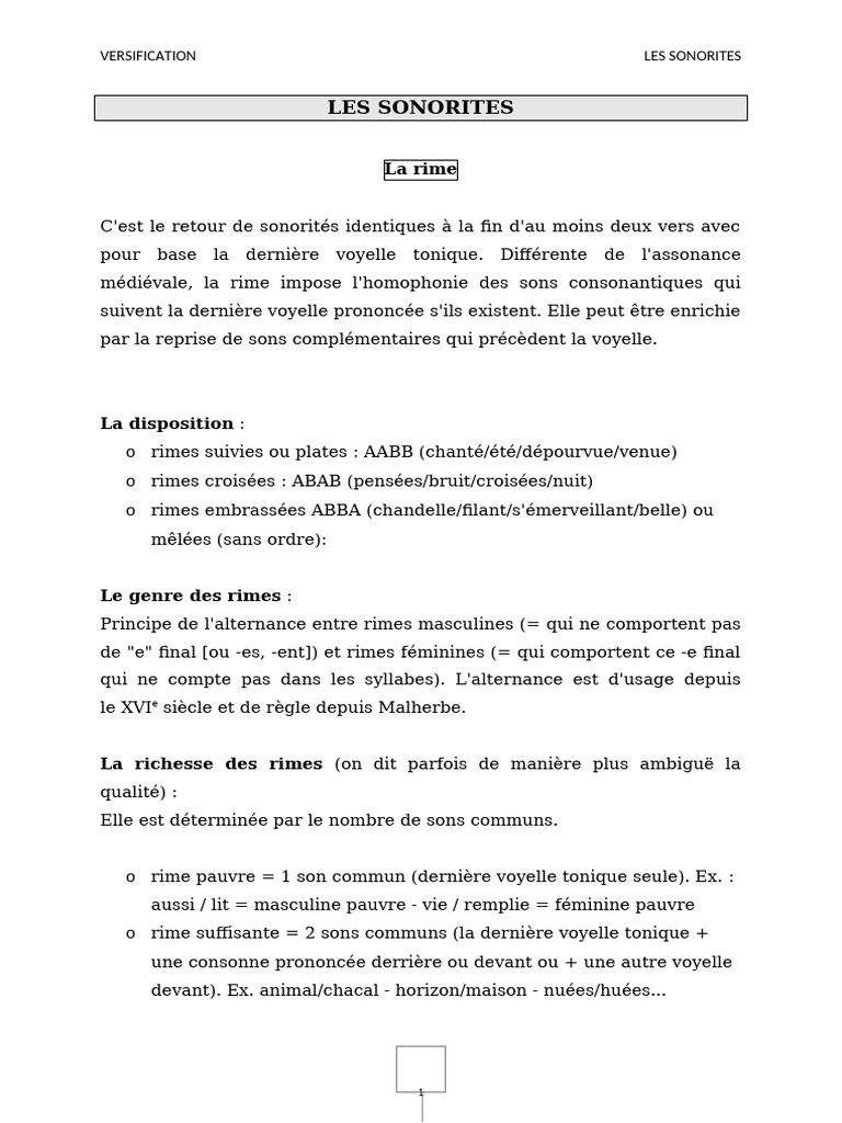 Types de rimes en versification | PDF | Rime dans la poésie ...