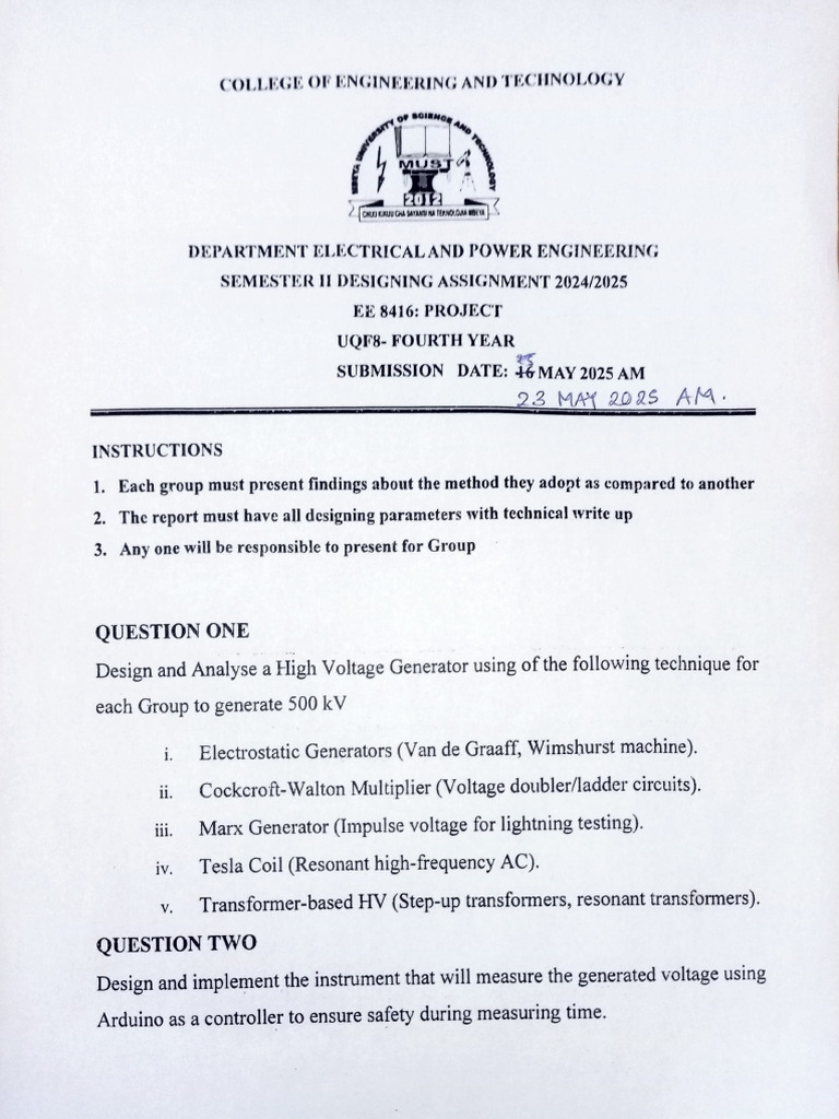 High Voltage Generator Design Assignment | PDF