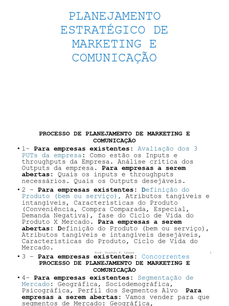 Planejamento Estratégico de Marketing | PDF | Marketing | Investimentos