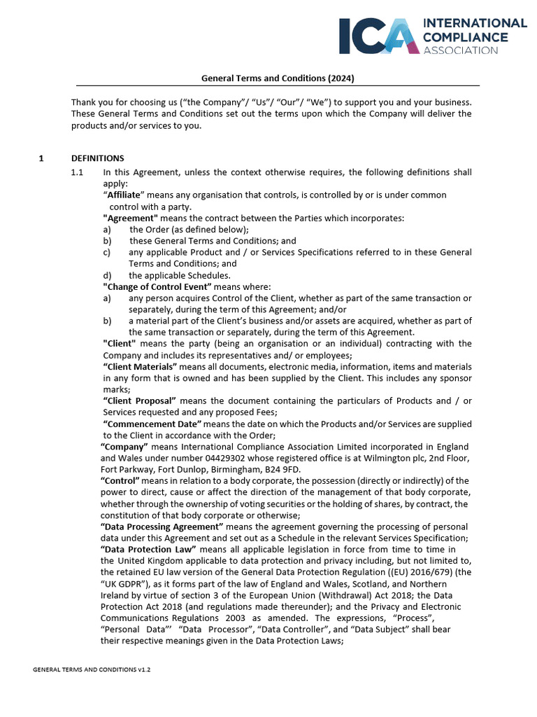 Ica General Terms and Conditions v12 1 | PDF | Alternative Dispute ...