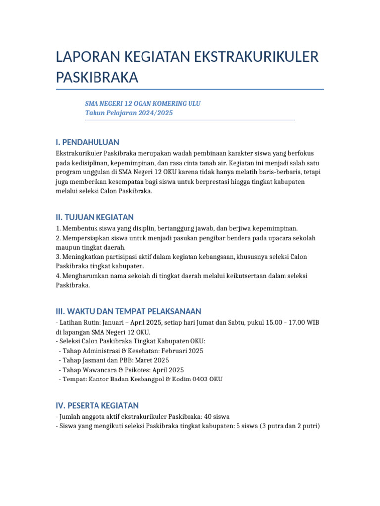 Laporan_Kegiatan_Paskibraka_SMAN_12_OKU_2024_2025 | PDF