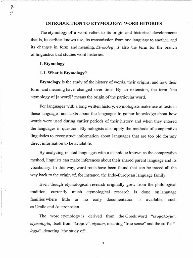 Introduction To Etymology | PDF | Lexicology | Linguistic Morphology