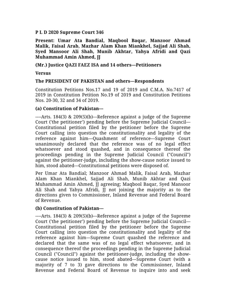 P L D 2020 Supreme Court 346 | PDF | Judiciaries | Justice