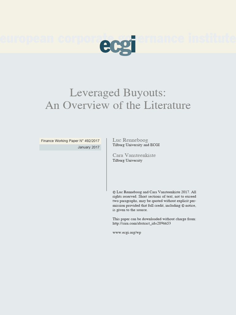 SSRN-id 2896653 | PDF | Leveraged Buyout | Private Equity