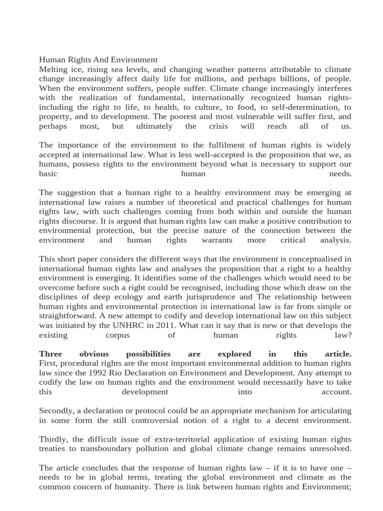 4ai Environmental Law - Human Rights Perspective Environment | PDF ...